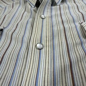 High Noon Shirt Mens 3XL Short Sleeve Pearl Snap Western Blue Brown‎ Striped